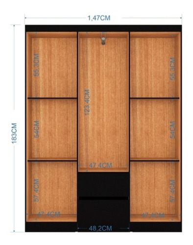 Imagen 3 de 3 de Closet Panamá Seis Puertas De 182 Cm * 153 Cm Castaño