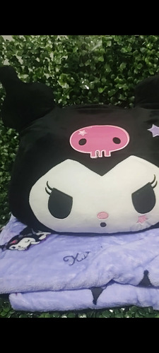 Almohada Con Manta 3 En 1 Kuromi 30x40 Cm En Bolsa Regalo Negro Kuromi