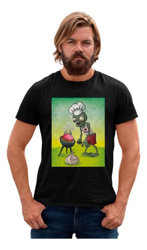 Panda Negra Playera Plantas Vs Zombies Cocinero Ajo