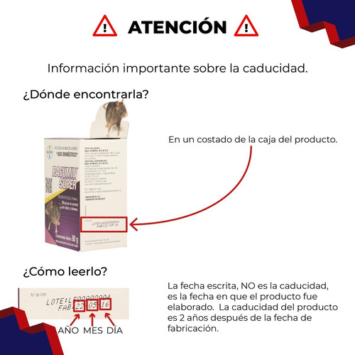Imagen 4 de 6 de Paquete 3 Piezas Racumin Super 60 Grs Veneno Mata Rata Ratón