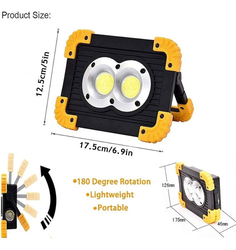 Reflector Led Portatil Recargable20w Modelo 1257 Zaxon 30009