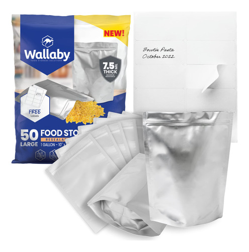 Wallaby - Paquete De 50 Bolsas De Mylar Con Refuerzo De 1 Ga