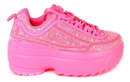 Tenis Mujer Plataforma Brillos Kate Sky Hot Pink | Hanna Mex