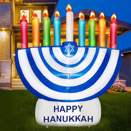 Decoraciones Inflables De Hanukkah Menorah De 6 Pies Con Luc
