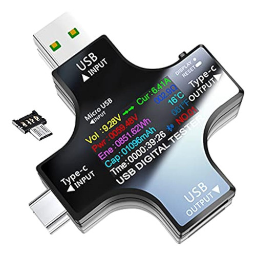 Probador Usb Multifuncional 2 En 1 Tipo C, Multímetro Digita