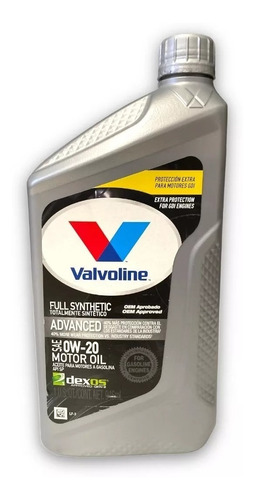 Aceite Sintetico Valvoline 0w20 X 0,946 L Nafta Diesel Hib.