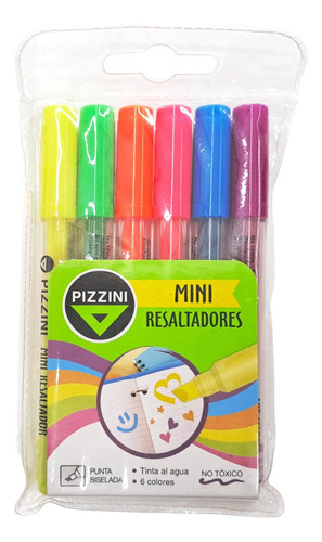 Mini Resaltadores Pizzini Por 6 Colores Neon