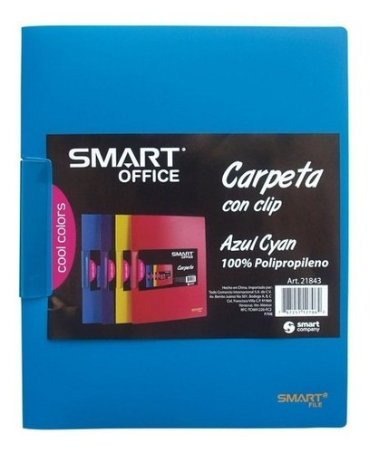 Carpeta  Plástica Con Clip Azul Cyan Smart Tam. Carta