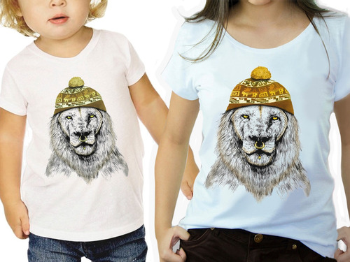 Roupas Camisetas Kit Mae E Filha Leao De Touca Iaia Brasil