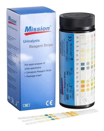 Tiras Medidoras De Uroanálisis Acon Mission 10 Parametros