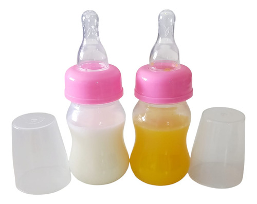 Kit 2 Mamadeira Para Bebê Reborn Com Leite E Suco Falso Doll