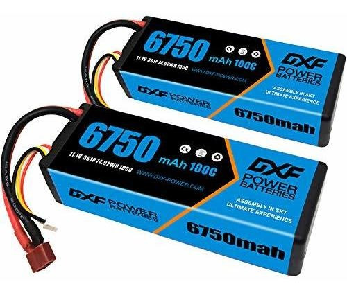 2 Baterias Lipo Grafeno 11.1v 6750mah 100c 3s T Plug Dxf