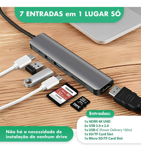 Hub Adaptador Hdmi 4k Tipo C Usb 3.0 Hub Macbook Pro Air