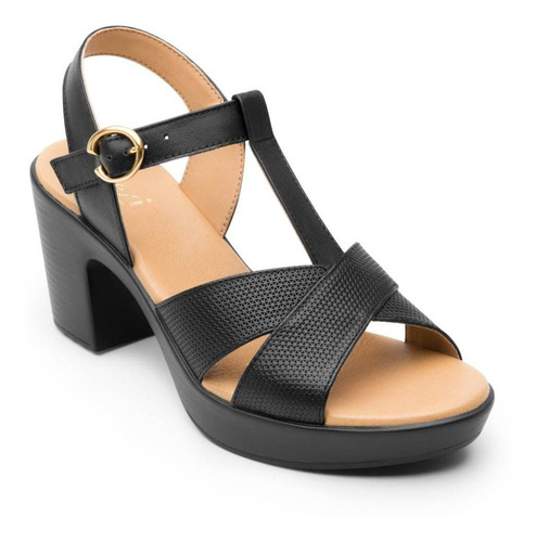 Sandalia De Tacon Flexi Mujer 102917 Negro