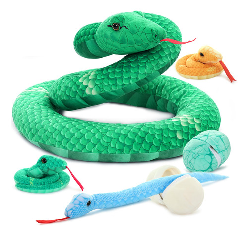 Enorme Serpiente De Peluche Con Crías Juguete Realista De Se