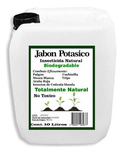 Jabon Potasico 50% Facil Dilucion Plaguicida Natural 10 Lt