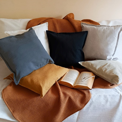 Imagen 3 de 5 de Fundas Almohadones 50x50 Tusor Con Cierre Decorativo Colores