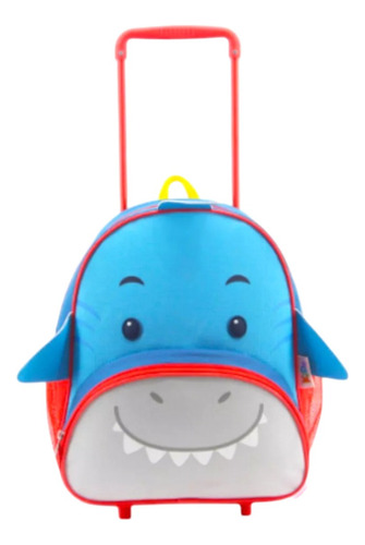 Mochila Carrito Jardin Escolar Rueditas Animales Tiernos 3d Color Tiburón