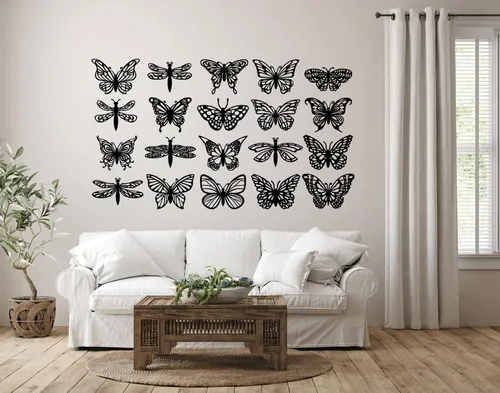 comprar Set De 20 Cuadros Artesanales Mariposas Y Libélulas 100x80cm