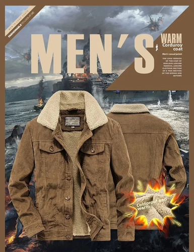 Jaqueta Masculina De Inverno De Algodão Com Forro De Lã E La