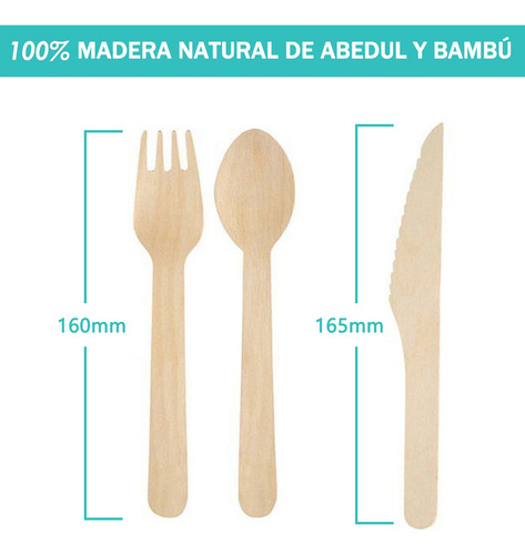 120pcs Cubiertos De Madera De 6.5 Pulgadas De Largo