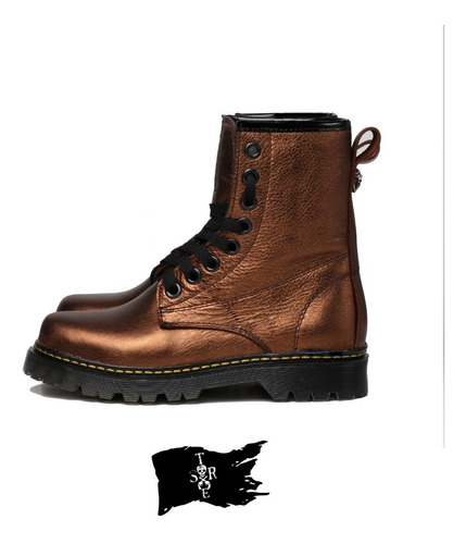 Botas Militares En Piel Ocre Stres Wear