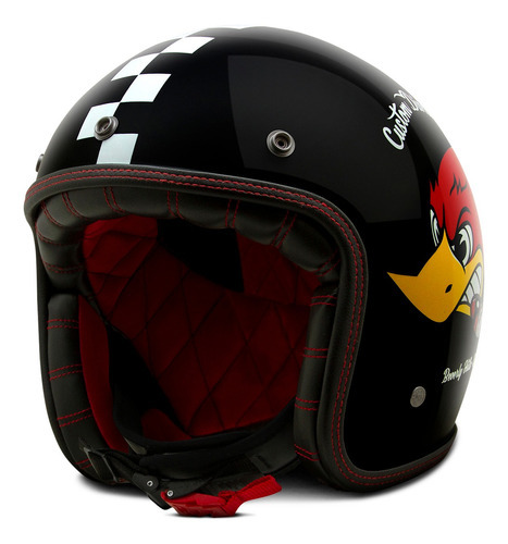 Capacete Old School Vintage Custom Sucker Etceter Pica Pau Cor Preto Tamanho do capacete 58