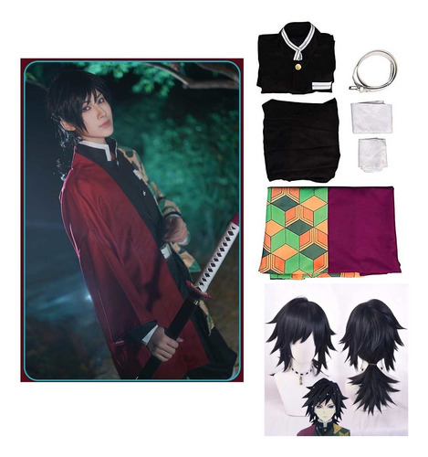 Traje De Demon Slayer Cosplay, Tomioka Giyuu Peluca Kimono