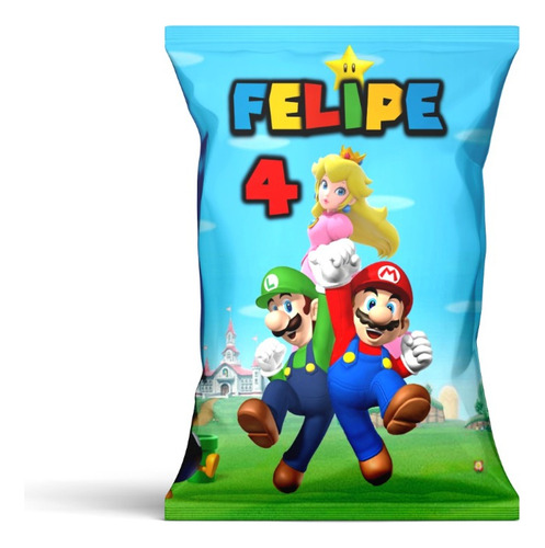 Bolsas Para Sorpresitas Chips Bags Mario Bros.  40 Unid-