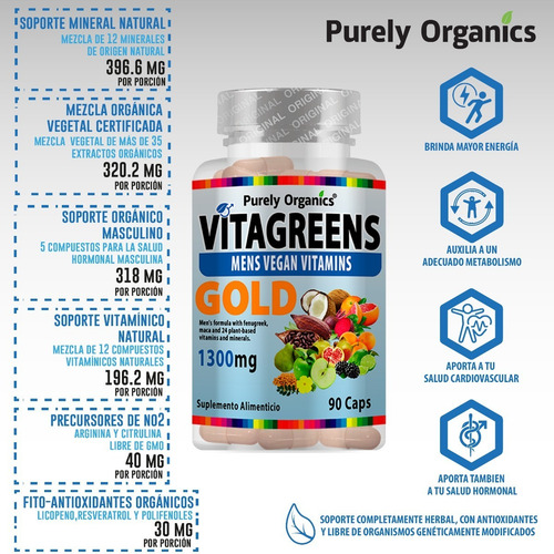 Combo 2 Vitagreens | Vitaminas Veganas Para Hombre 90caps Sabor Sin sabor
