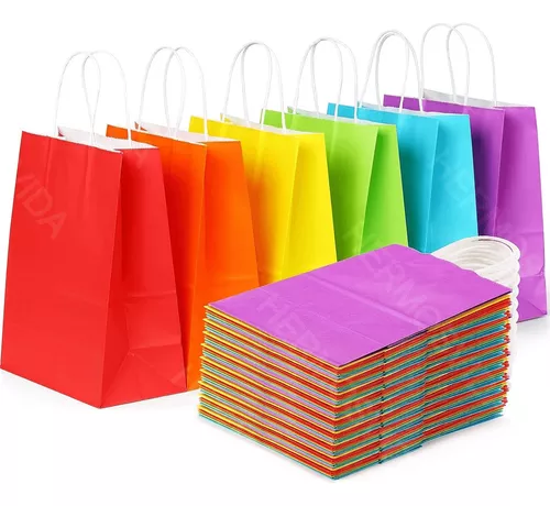 24 Bolsas Papel Colores Regalo Boutique Recuerdos Dulceros