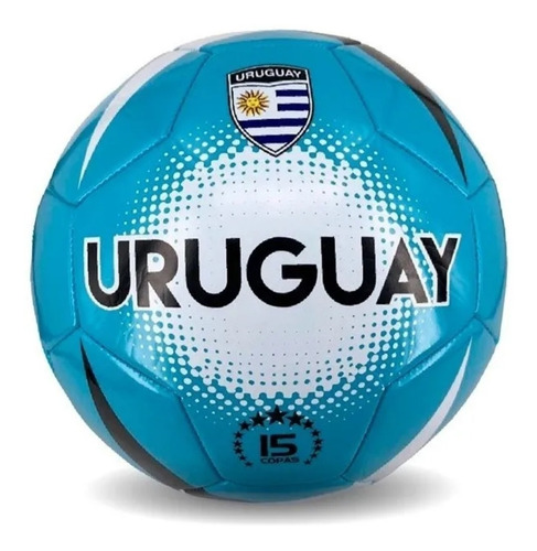 Pelota De Fútbol N° 5 Uruguay Cocida Cuero Sintético Celeste