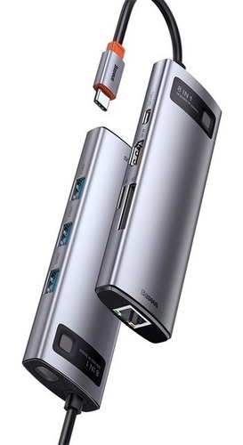 HUB TIPO C BASEUS 8 EN 1 (USB-C PD 100W / HDMI 4K / USB 3.0 X3 / RJ45 /SD / MICROSD)