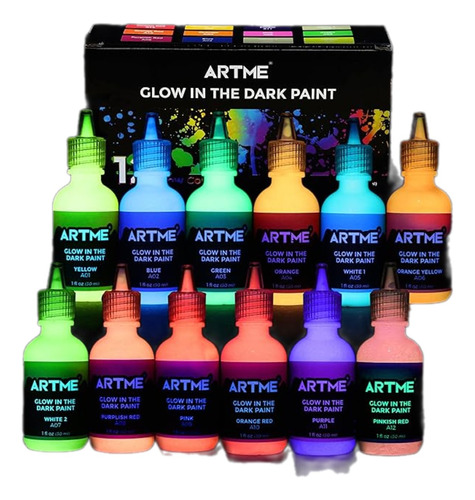  Pintura Acrilica Que Brilla En La Oscuridad Pack 12 30ml