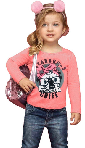 Camiseta Manga Longa Infantil Inverno Menina Blusa Escolar