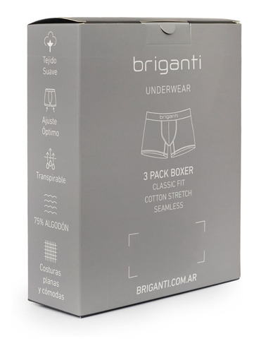 Imagen 7 de 10 de Pack X3 Boxer Hombre Algodon Briganti Calzoncillos Hxim09533