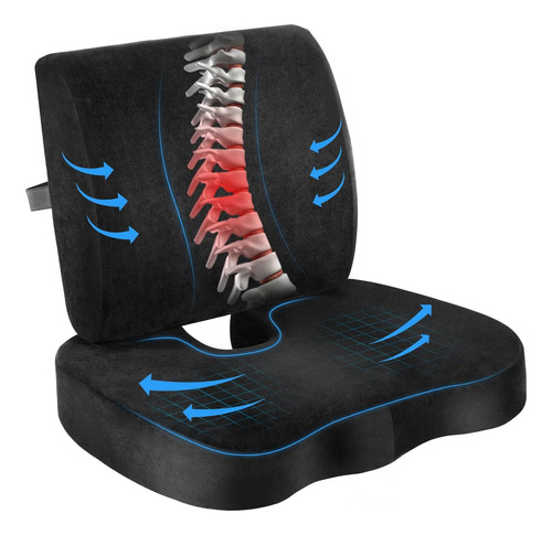 Cojin Lumbar Ergonomico Y Asiento Ergonomico Para Sillas Kit