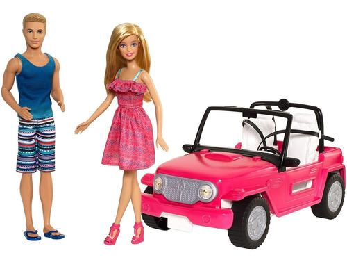 Auto Turismo De Playa De Barbie Con Ken