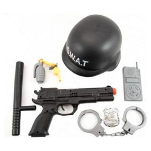 Set Soldado Swat Policia Disfraz Casco Pistola Cadia