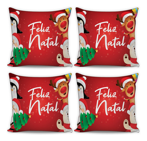 Kit 4 Almofadas Decorativas Estampas De Natal