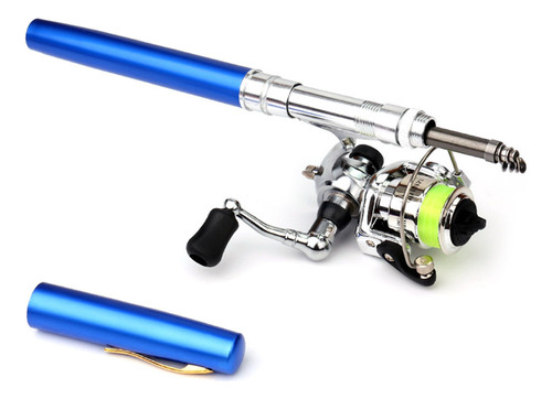 Kit De Pesca Pequeño De Caña Retráctil Tipo Pluma Y Carrete