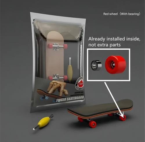Rueda Fingerboard Full Finger Skate de madera, 29 mm, color rojo