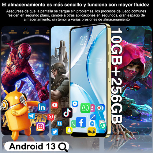 White Shark L1 Violeta Teléfono Dual Sim Android 13.0 10gb+256gb 8000mah 6.8pulgadas Pantalla Celular Hd Doble Camara 8mp+21mp Smartphone Con Facial Reconocimien