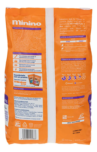 Alimento Para Gato Minino Pollo Y Res 1.3kg