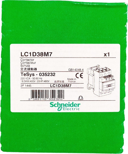 Contactor Schneider Electric Telemecanique  Lc1d38f7