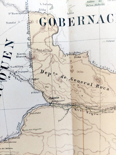 Mapa 1886 Rio Negro Ferrocarriles Telegrafos Indios Sendas (Usado)