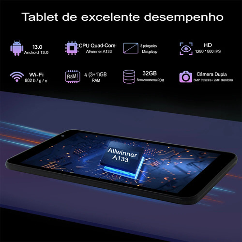 Tablet Weelikeit 8 Android 13, Wi-fi Tela Hd Câmera Dupla