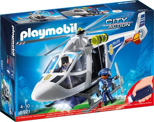 Playmobil Helicoptero De Policia Con Luces Led 6921