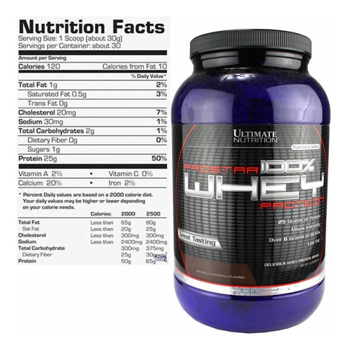 Imagen 2 de 2 de Prostar Whey Protein 2 Lb Ultimate Nutrition Pura Proteina