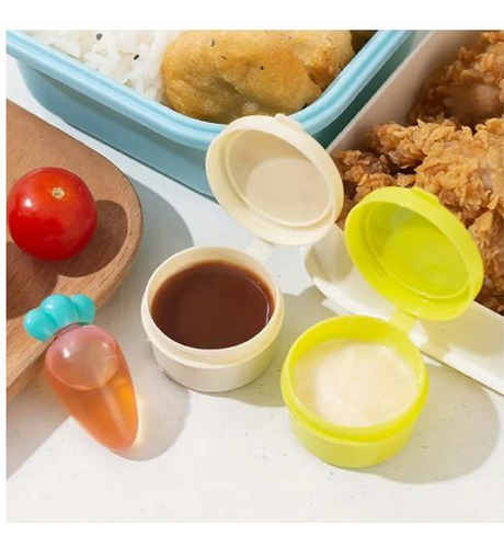 Set De Mini Botellas Frascos Lunch Niños Condimentos 12 Pzs Amarillo